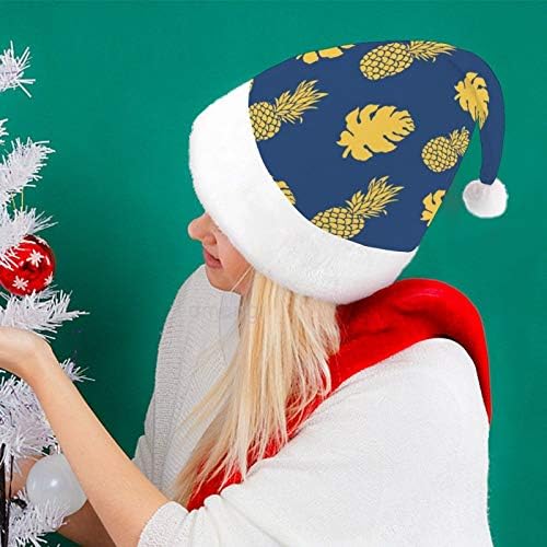 Chapéu de Papai Noel de Natal, Chapéu de Férias de Xmas de abacaxi dourado para adultos, Hats de Natal