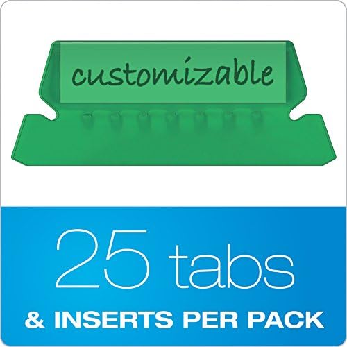 Abas de pasta pendurada pendaflex, 2 , verde transparente, 25 abas e inserções por pacote