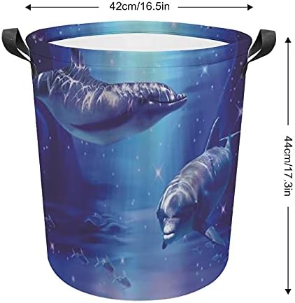 Foduoduo Cesta de lavanderia fofa golfinhos Twinkle Sea World Laundry Turme com Handles Turmper Saco de armazenamento