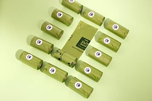 Sacos de cocô de cachorro compostável- contagem de 300, 9 x 13 polegadas, 20 rolos/15 sacos, material