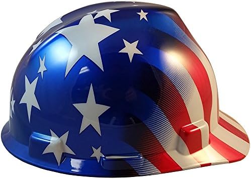 MSA V-Gard Cap estilo patriótico com estrelas e listras americanas- uma suspensão de toque