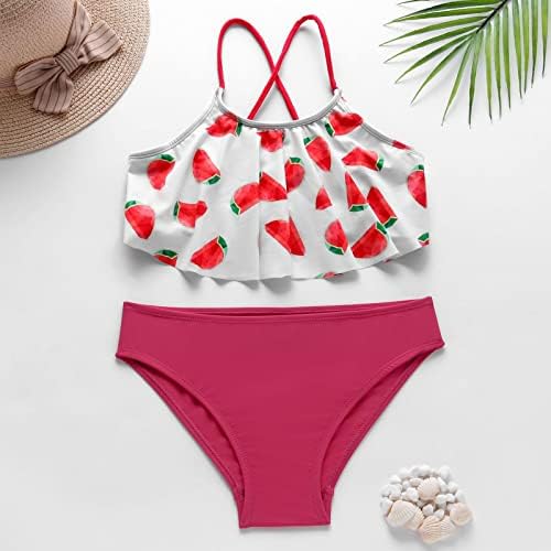 Little Child Swimsuit Kids Big Fruit Girls 'Peplum Bikini Ministro de maiô Watermelon Red Summer