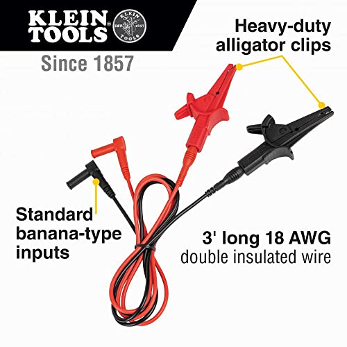Klein Tools 69410 Conjunto de leads de teste de substituição, ângulo reto e 69381 Teste de clipe de jacaré, leads