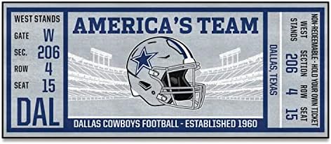 Fanmats 23118 Dallas Cowboys Design de tickets Ranta de corredor - 30in. x 72in. | Tapete de área de fãs de esportes,