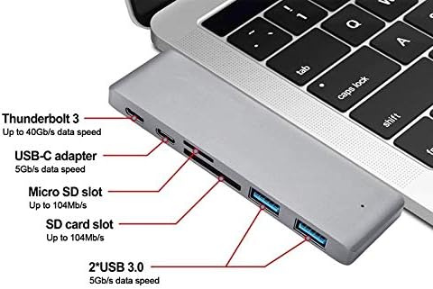 Zhyh Multifuncional USB-C Hub ， USB Hub 6 em 1 Adaptador de cubo USB-C Tipo C Tipo-C DUAL USB 3.0 PORT