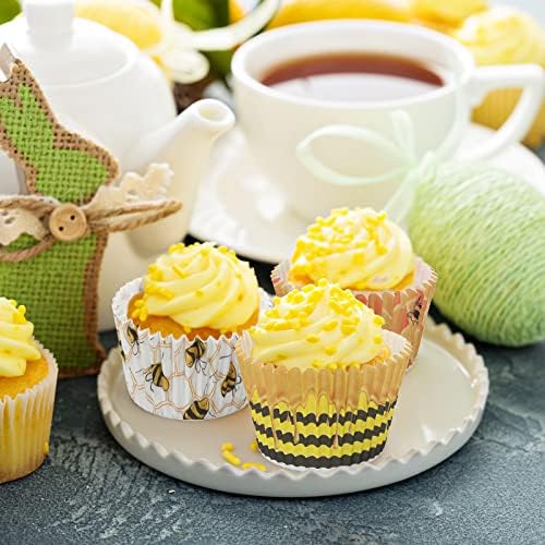 300 peças Mel abelhas invólucas de abelha cupcake cupcake linears de cupcake amarelo para decorações