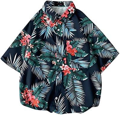 Camisas havaianas de senhoras Botão de verão Down Drop ombro de manga curta Caminhada Hawaii Floral