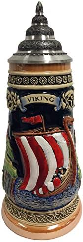 Vikings no barco com machado manusear presente em caixa Le alemão de grés de stein .5 l