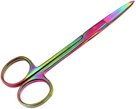 ODONTOMED2011® Multi Titanium Color Rainbow Iris ScisSors 4,5 Aço inoxidável reto Rainbow Color Scissor ODM