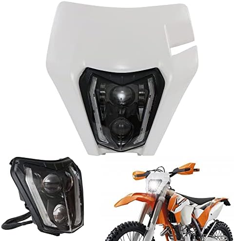 Ansin Dirt Bike Fartlight LED, farol de motocicleta farol de farol com sinais de turno universal para