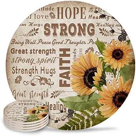 Drink Coasters Inspirational Faith Hope Love Força cita