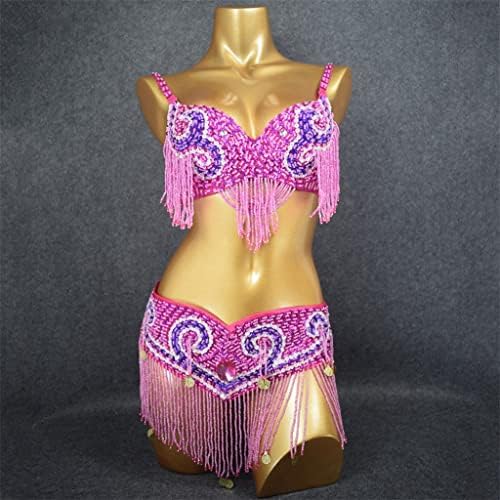 DXMRWJ Lady's Belly Dance Costume Conjunto de sutiã+cinto 2 peças/cenário de dança de barriga para