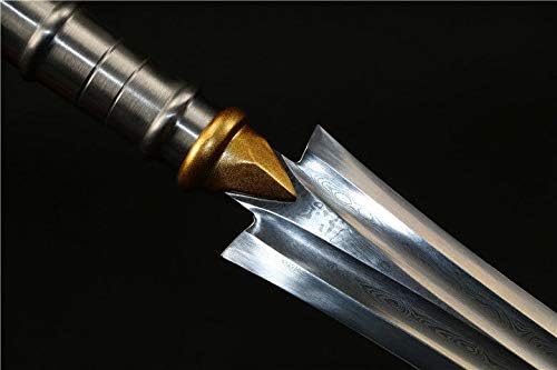 Espadas shzbzb wushu longa lança faca de espada borda lança damasco aço lâmina pike
