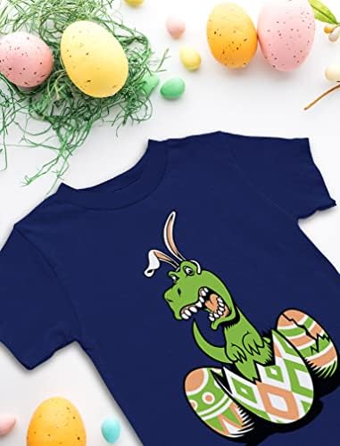 Trex Boys Camisa de Páscoa Dinosaur Bunny Eggs Infant e Camiseta infantil para crianças