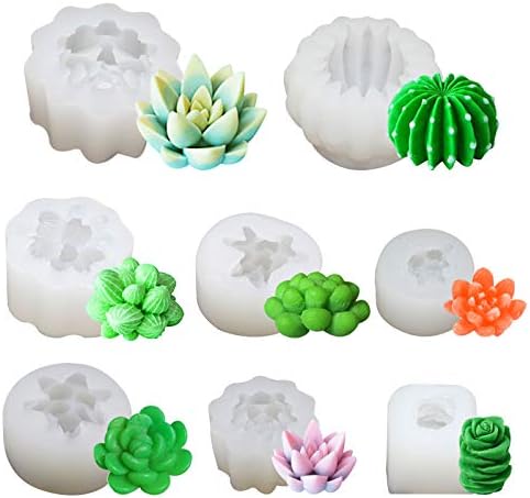 8 peças suculentas moldes de silicone cactus resina de flores epóxi moldes moldes fondant moldes para