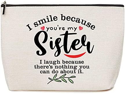 Howdoudo Presentes engraçados para mulheres, presentes irmãs da irmã, eu sorrio porque você é minha irmã,