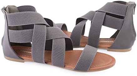 Sandálias planas elásticas femininas Gladiator Sandals Sandals Sandálias Flatas