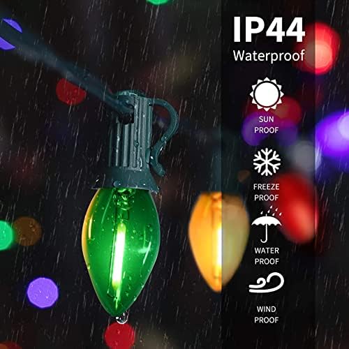C7 Luzes de Páscoa Luzes de Natal Flormas 25 pés de Natal Luzes de cordas LED ao ar livre com 27 lâmpadas multicoloras