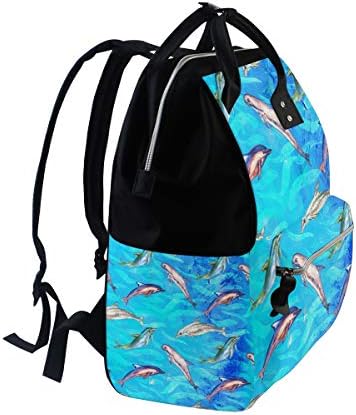 Top Carpenter Frelaper Nappy Bag Backpack Mommy Bag aquarela Dolphins Variedade para mamãe pai M