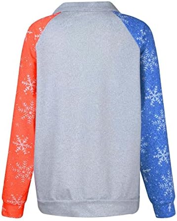 Sweatshirt de floco de neve feminino de Shusuen 2022 1/4 Quarto Zip High Pallover de vestuário de pulôver