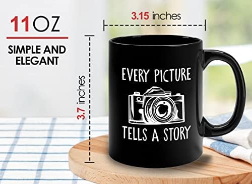 Bubble abraços fotógrafos caneca de café 11oz preto - Toda foto conta uma história - câmera fotográfica
