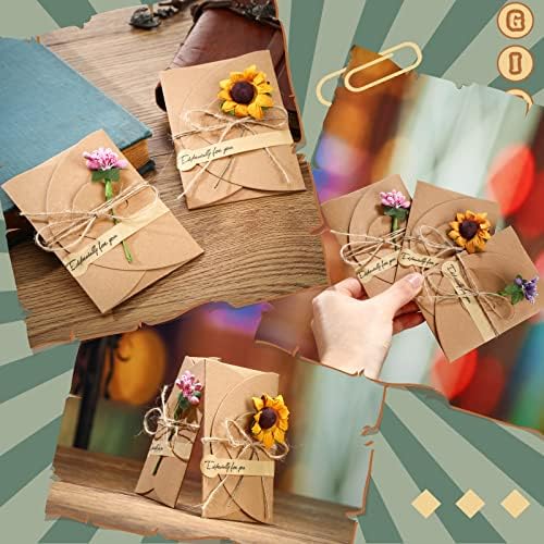 100 Set Flowers Artificial Flores Obrigado Kit de cartão de felicita