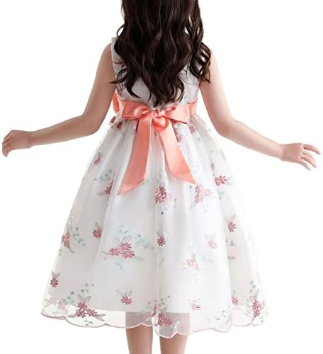 Vestido bordado de bowknot malha princesa tutu vestido garotas garotas de verão bordadas de 4 anos