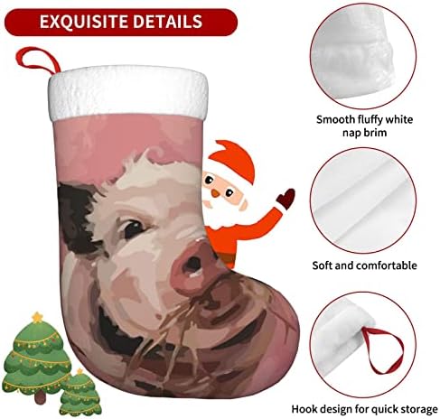 Meias de Natal Aunstern Sweet Piggy Chomping Doublesides Fareding Stockings
