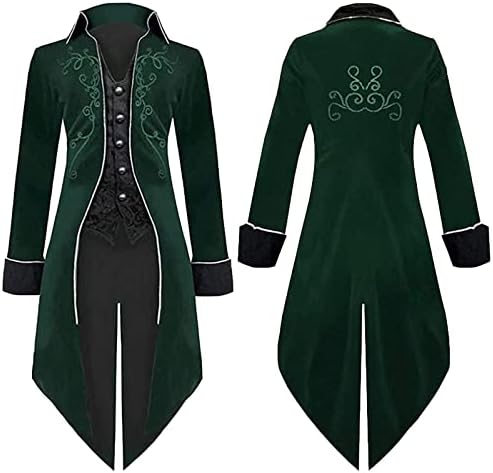 Jaqueta de cauda vintage masculina gótica camurça camurça casaco vitoriano uniforme de halloween