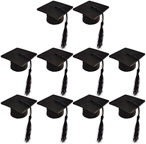 Zerodeko 10 peças Mini Chapéu de graduação, Black Felt Graduation Hat Caps Com Tassels for Graduation