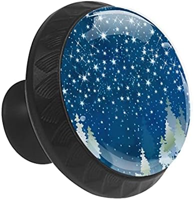 12 peças céu estrelado no inverno Batentes de vidro da floresta azul para gavetas de cômodas, 1,37 x 1,10 em