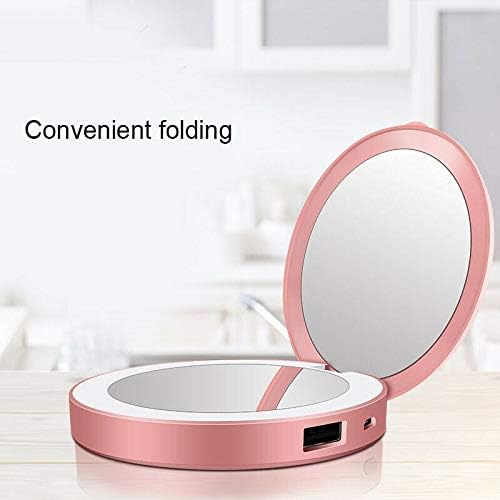 Houkai Mini portátil Round Makeup espelho LED Bump Bumping Beauty Tool Cosmetic Travel Mobile