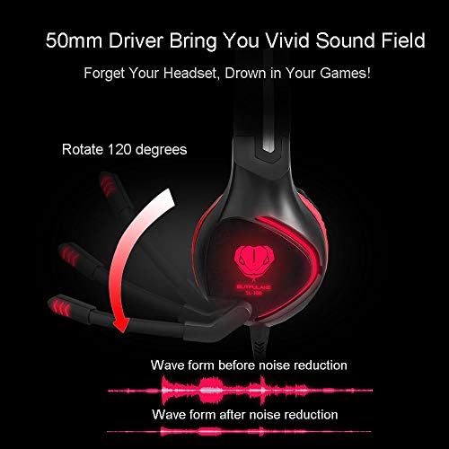 Fone de ouvido para jogos PS4, fones de ouvido com luz com fio com luz de 3,5 mm com luz de LED para fones de ouvido