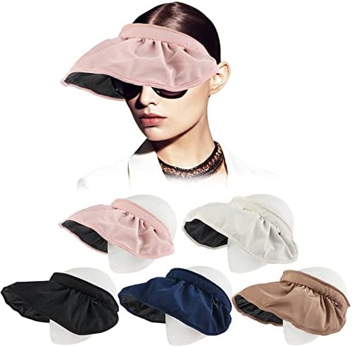 5 peças 2 em 1 chapéus de viseira solar bandanas para mulheres largura chapéus roll-up chapéus de praia