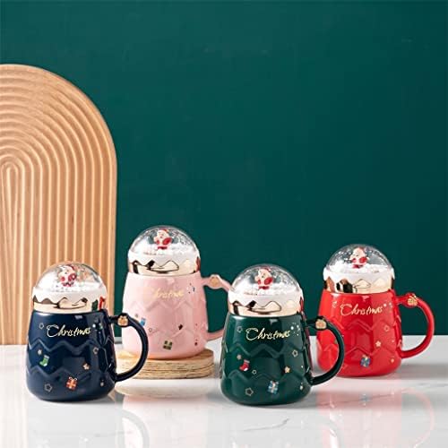Copo de café caneca de Natal Casal Cerâmica Papai Noel Figura com tampa e colher de escritório Caneca