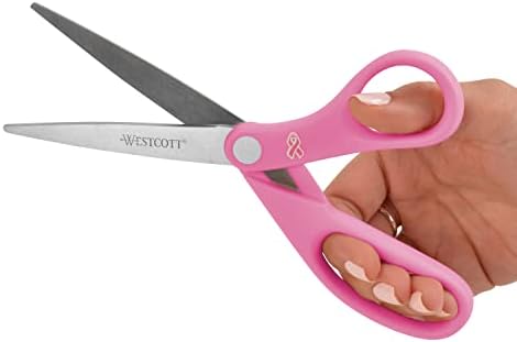 Westcott 15387 Scissors de aço inoxidável rosa de fita rosa