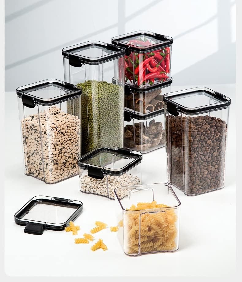 SBSNH 7PCS Recipientes de cozinha Temoning Box Organizer Storage Girs for Cereals Jar para frascos a granel