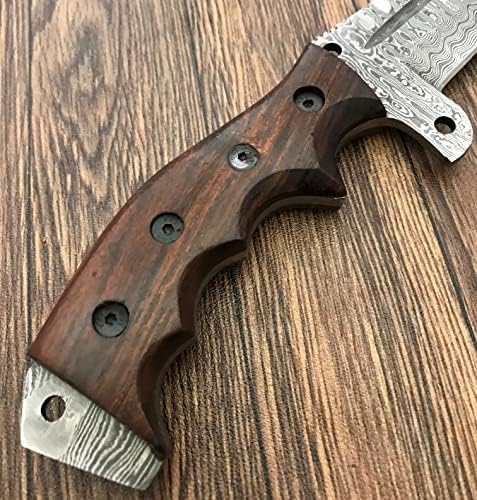 TR -1168 Custom Handmade Damascus Steel 10 polegadas Faca de rastreador - maçaneta de madeira de nogueira