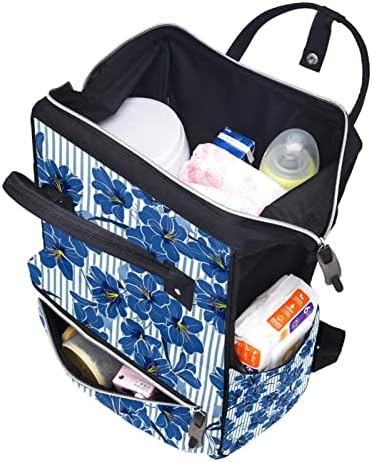 Backpack de fralda floral azul Backpack Baby Nappy Sacos Multi -Função Bolsa de Viagem de Grande Capacidade