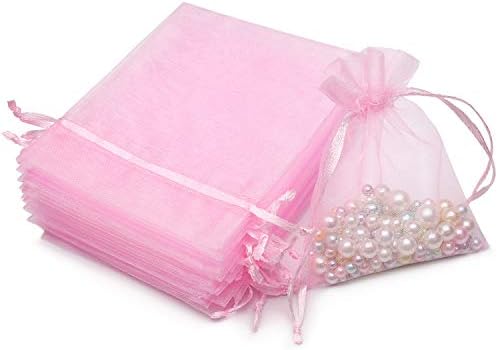 IMinoo 50pcs Organza Sacos de cordão, bolsas de favor do casamento com bolsas de doces de joalheria premium de