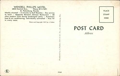 Wendell Phillips Motel St. Petersburg, Florida FL Original Vintage Post cartão