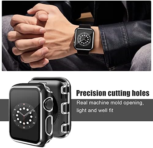 LEHOO PC 41mm Tampa compatível com série de casos Apple Watch 8/7 com protetor de tela de vidro temperado