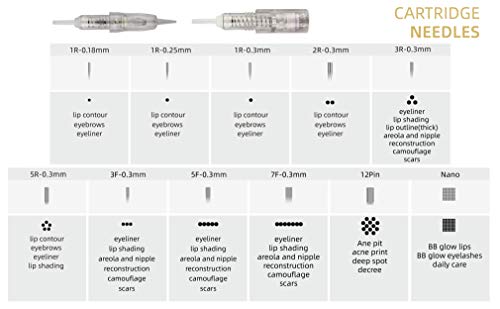 20pcs 1R-0.25mm Nano dicas de agulhas agulhas de maquiagem permanentes agulhas 1r, 2r, 3rl, 5rl,