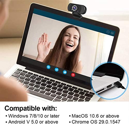Webcam com microfone - QY 1080p Full HD Câmera USB, 30fps, captura de vídeo grande angular - correção automática de luz - plug & play came para laptop, computador de mesa e mac - clipe ajustável