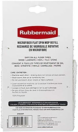 Rubbermaid Microfiber Sistema de rotação de rotação plana Reabastecimento/substituição, branca, esfregão
