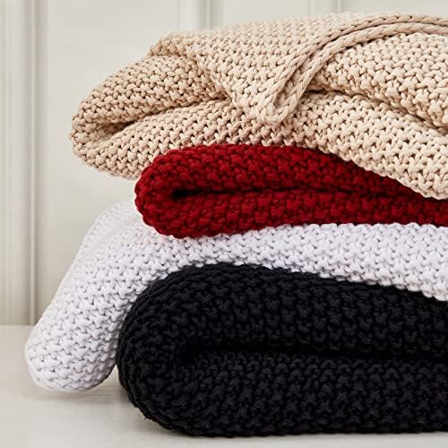 Longhui Bedding Cabley Knit Throw Blanket Lightweight bege Cingonete de algodão orgânico para sofá