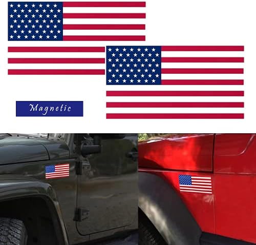 Vidigi 2 pacote American Flag Car CarnetsRefletor Removável Magnético US 7,5 x 4,2 polegadas Magnet