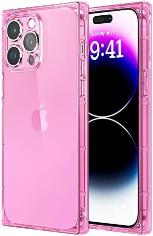 Tzomsze Square iPhone 14 Pro Case para Mulheres Girl, Proteção completa da lente da câmera TPU Soft TPU Tampa