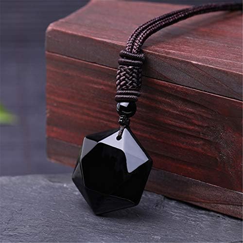 Caiyao Lucky Black Obsidian Hexagram Colar Pingente Pingente