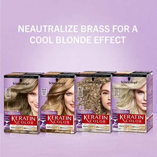 Schwarzkopf Keratin Color Permanente Hair Color Cream 7.1 Blonde de cinzas escuras, 1 kit